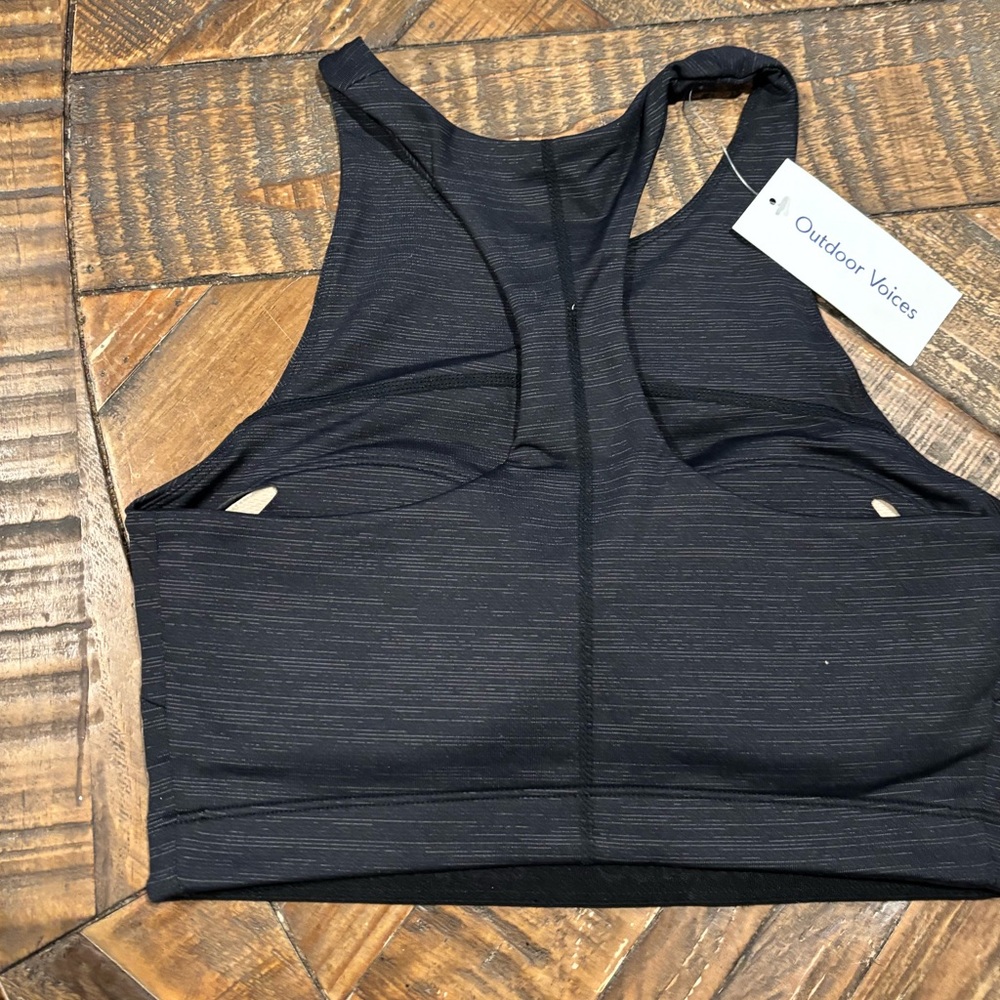 Outdoor Voices NWT Black Tech Sweat Crop High-Neck Seamless Sports Bra size XS - Picture 8 of 10